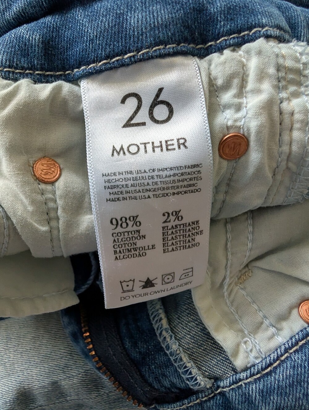 Mother The Looker Light Wash Distressed Skinny Jeans Sz 26 Women's Made In USA image 2